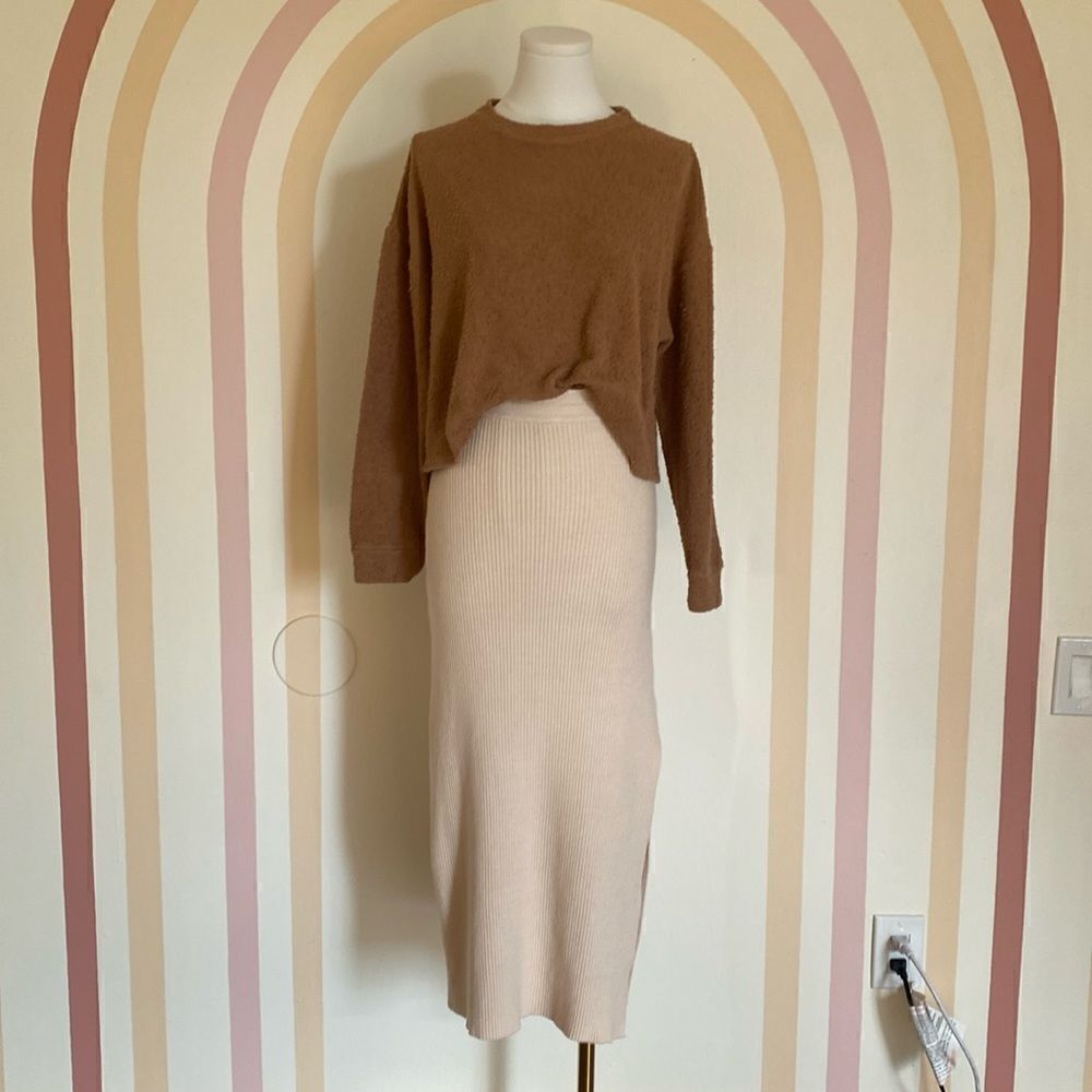 The Lady and the Sailor Brown Cropped Cotton Sweater Size 1 S/XS